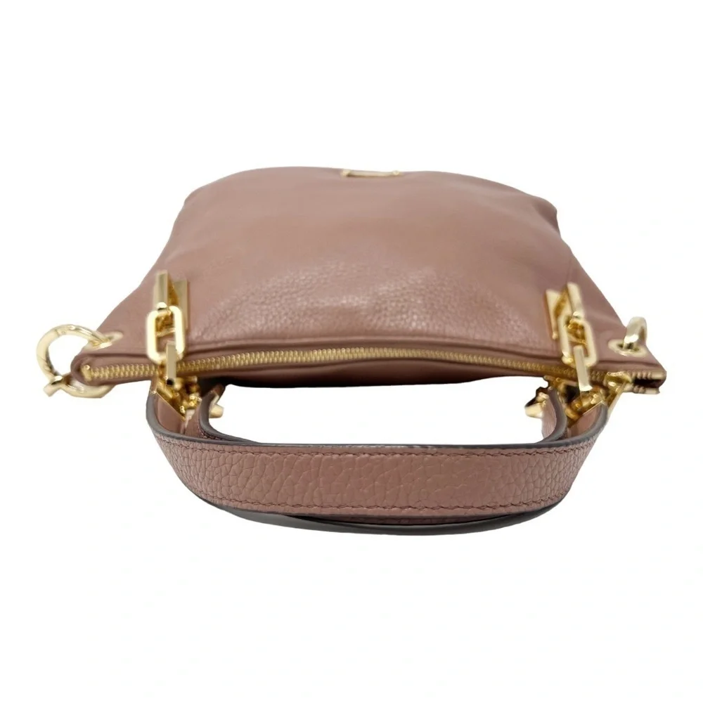 Michael Kors Mauve Dusty Pink Leather Brooke Medium Shoulder Crossbody Handbag